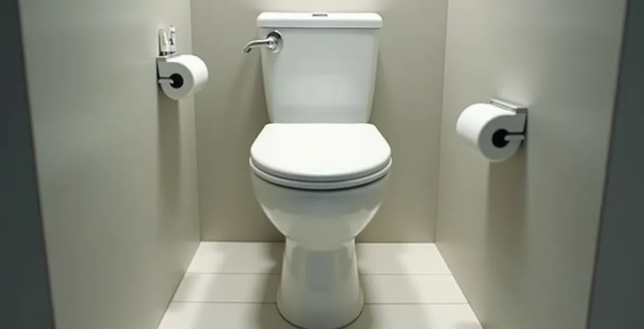 Représentation conceptuelle de l'espace nécessaire autour d'un WC japonais pour une utilisation et un entretien confortables