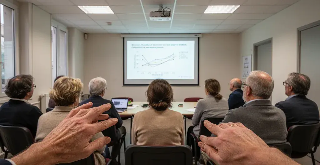 Vue d'une assemblée générale de copropriété avec projection budget PPT DPE